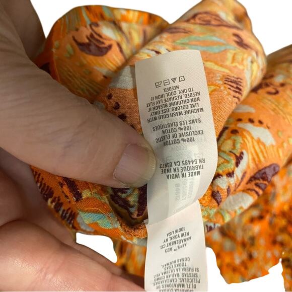 NWT Aerie Vibrant Orange Floral Mini Dress large 100% cotton boho flutter sleeve - Picture 10 of 10
